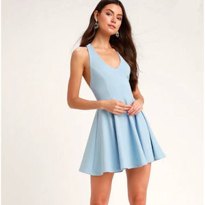 Lulus Lawson Light Blue Skater Dress